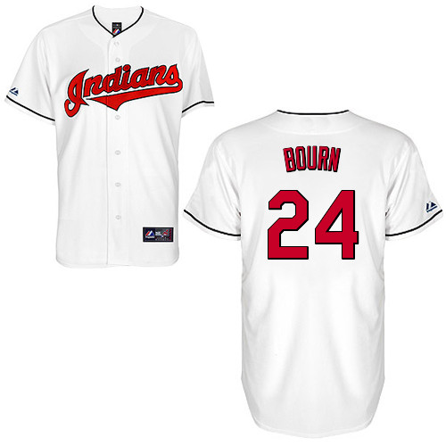 Michael Bourn #24 Youth Baseball Jersey-Cleveland Indians Authentic Home White Cool Base MLB Jersey